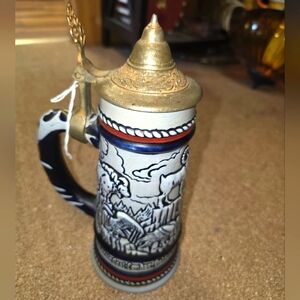 Ceramic Beer Stein with Gold Lid